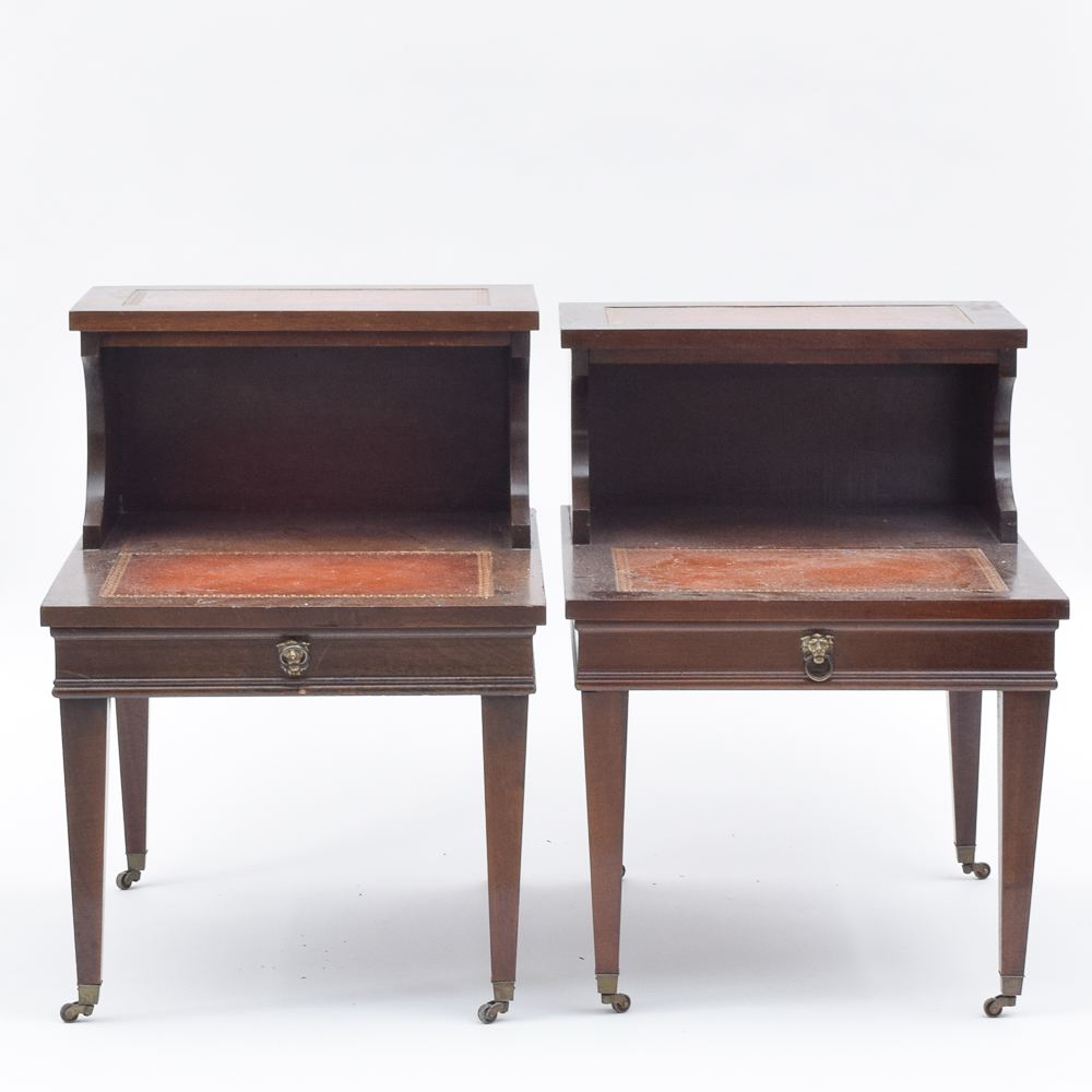 Vintage Mahogany Step Back End Tables