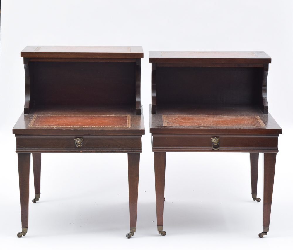 Vintage Mahogany Step Back End Tables