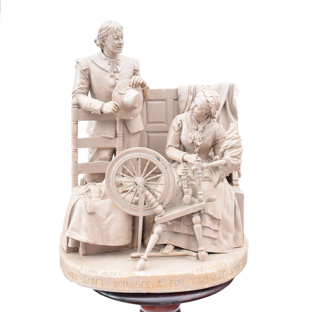 Ceramic Sculpture After John Rogers "Why Don't You Speak for Yourself, John"