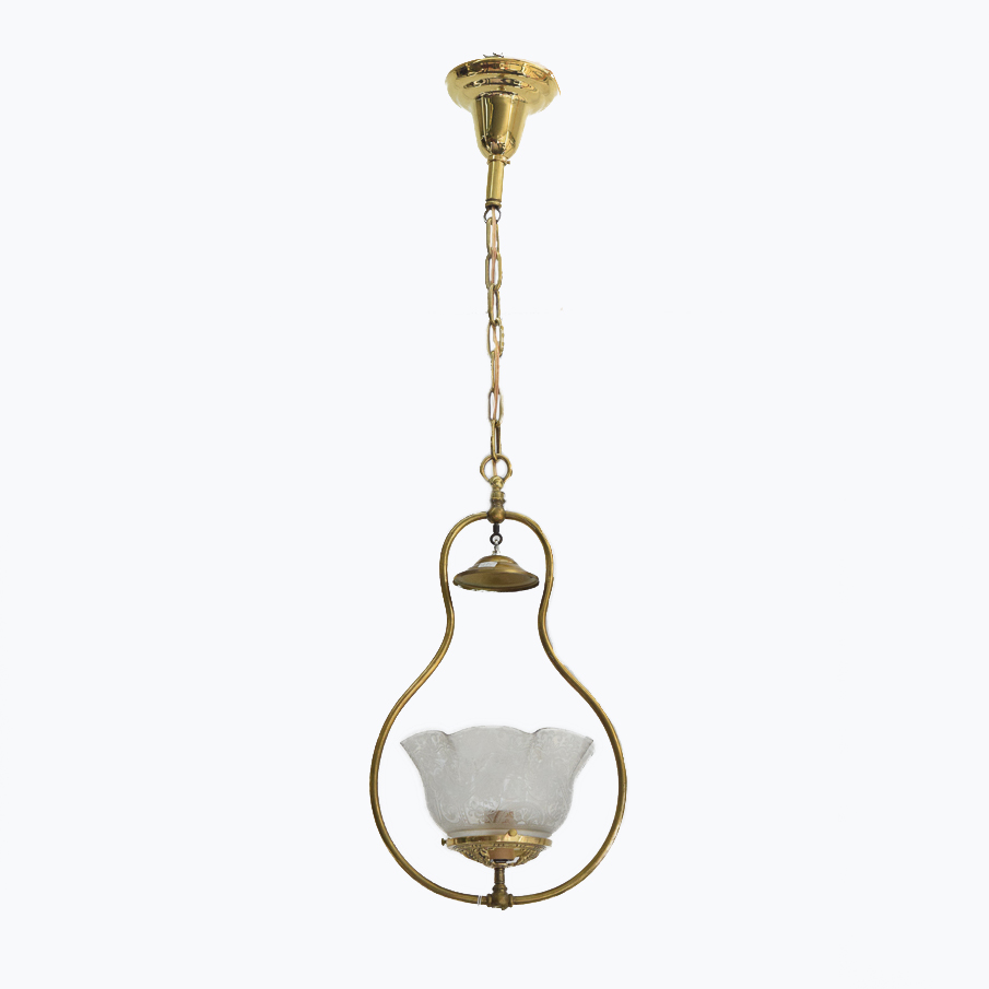 PRIORITY-Brass Ceiling Lamp with Frosted Shade