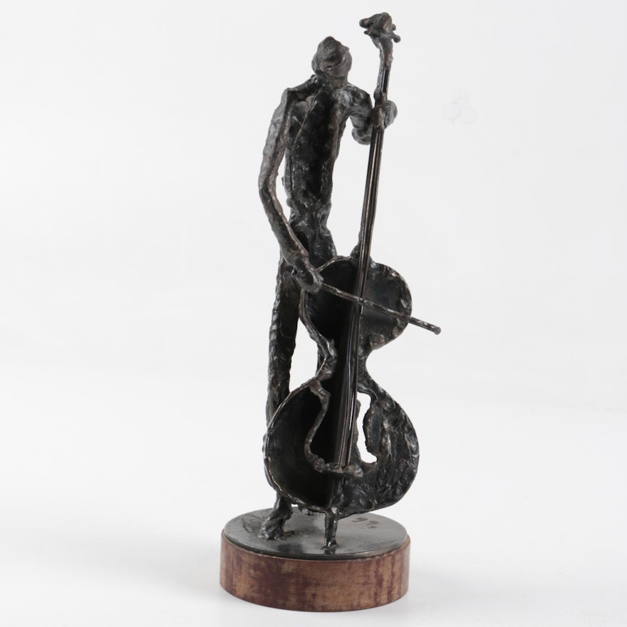 Simon Ybarra 1966 Iron Sculpture of a Cellist