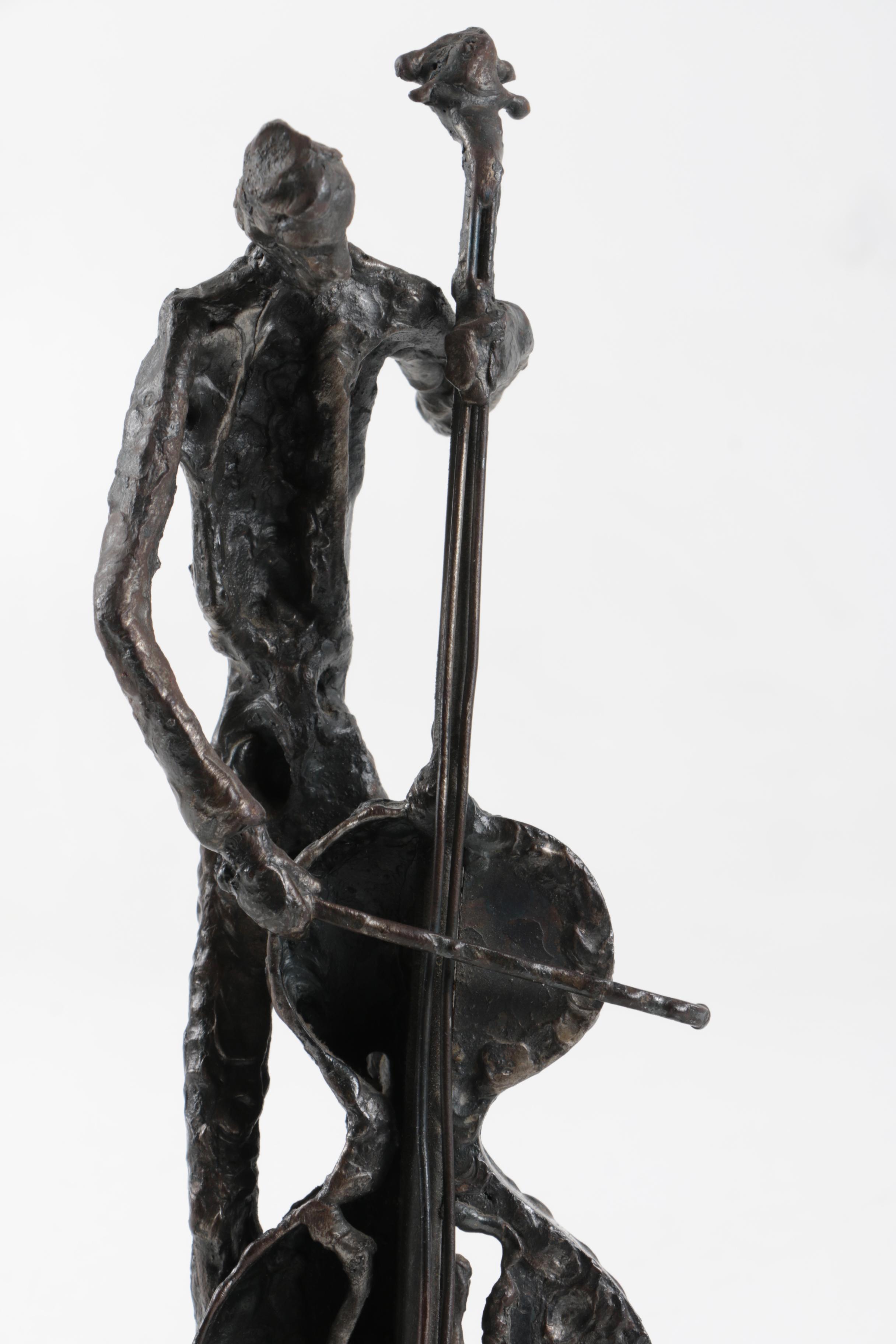 Simon Ybarra 1966 Iron Sculpture of a Cellist