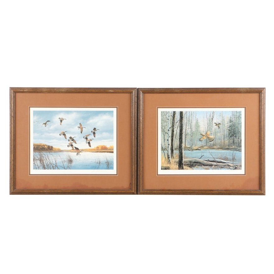Pair of Signed Limited Edition Offset Lithographs of Nature Themes