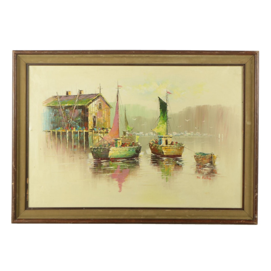 Thil Prentice Oil Painting on Canvas Harbor Scene