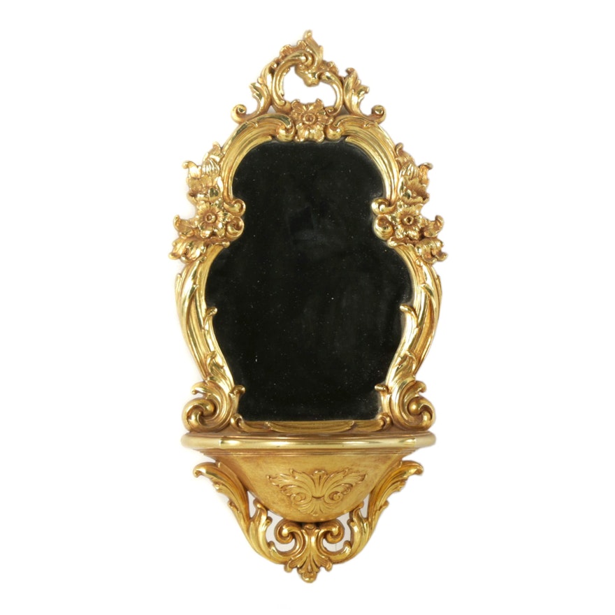 Gold Tone Rococo-Style Wall Mirror