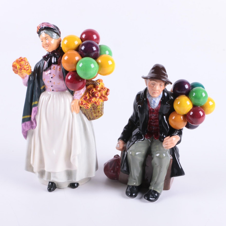 Royal Doulton "The Balloon Man" and "Biddy Pennyfarthing" Figurines