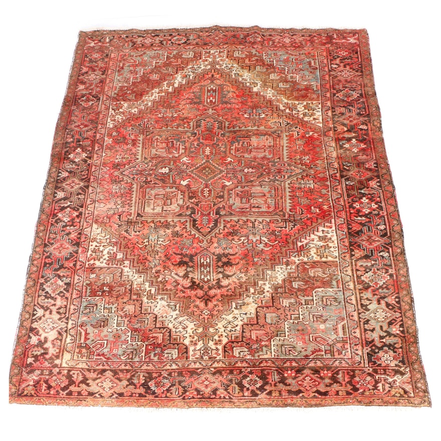 Hand-Knotted Persian Heriz Area Rug