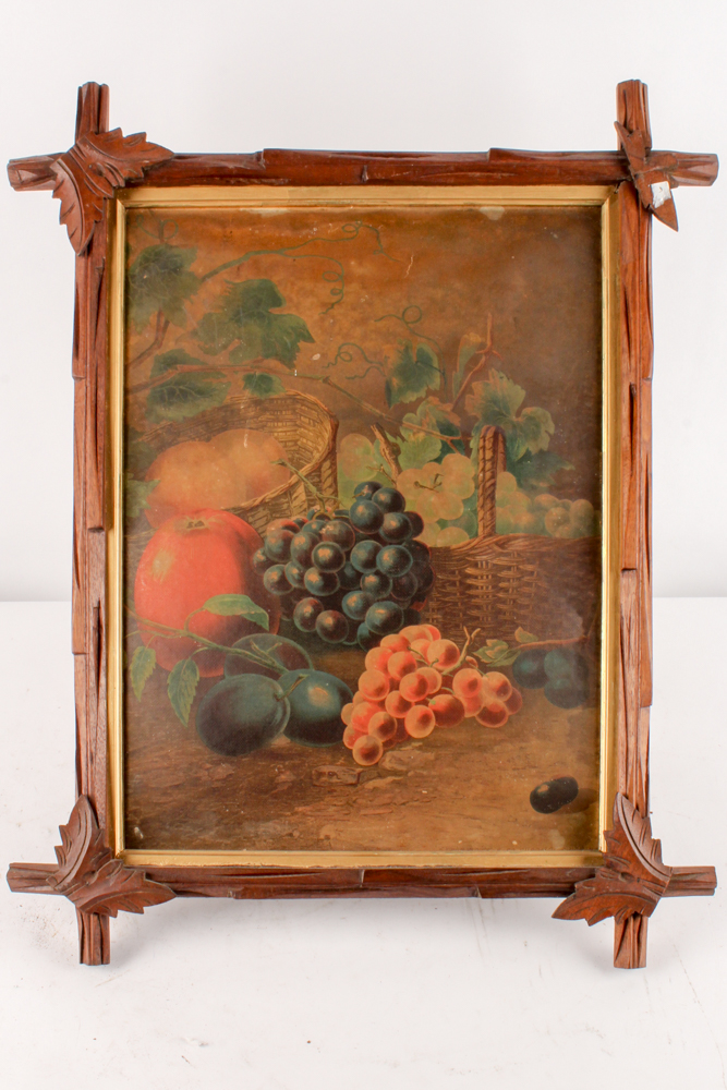 Vintage Prints and Cross-Stitch in Hand-Carved Frames