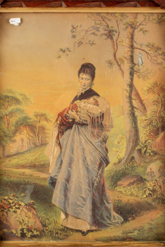 Vintage Prints and Cross-Stitch in Hand-Carved Frames