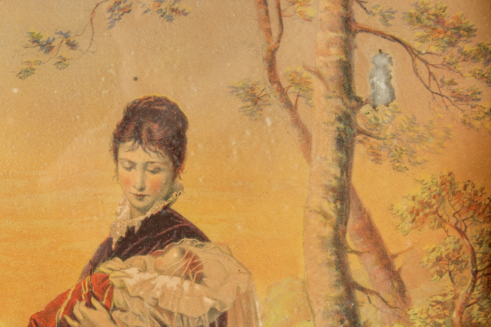 Vintage Prints and Cross-Stitch in Hand-Carved Frames