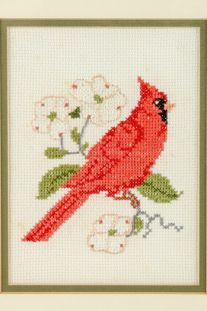 Vintage Prints and Cross-Stitch in Hand-Carved Frames