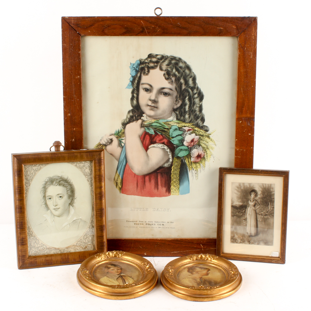 Collection of Framed Chromolithographs of Youths