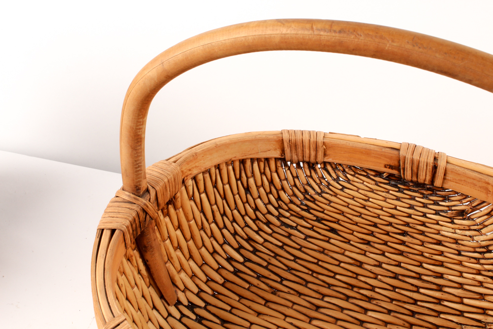 Antique Handwoven Basket and Other Woven Decor