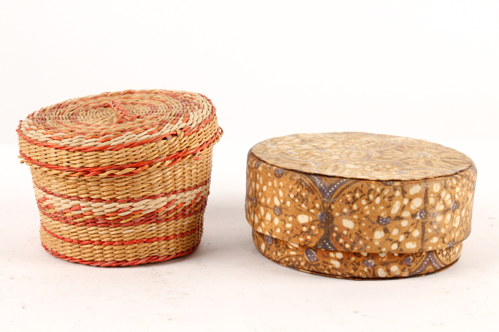 Antique Handwoven Basket and Other Woven Decor