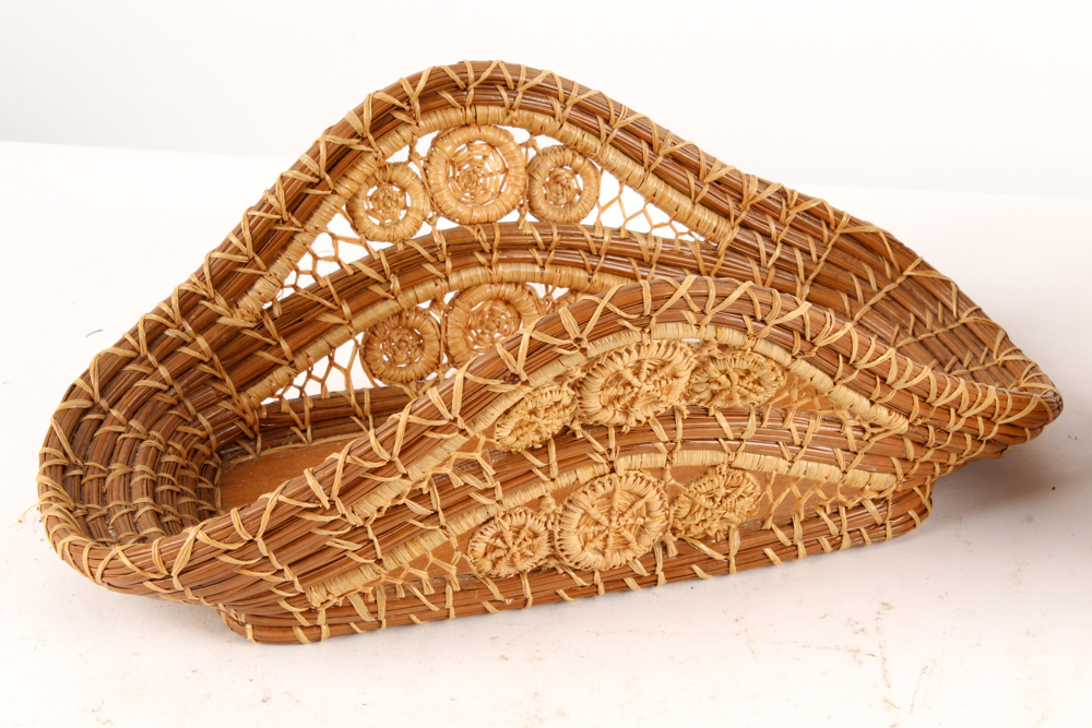 Antique Handwoven Basket and Other Woven Decor