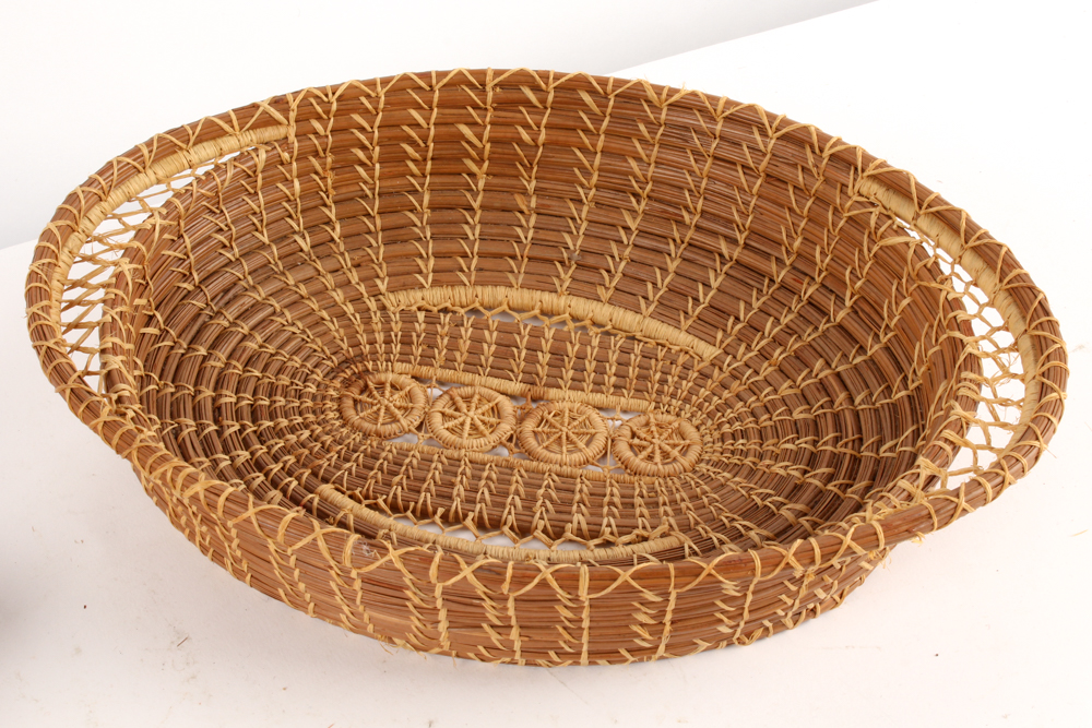 Antique Handwoven Basket and Other Woven Decor