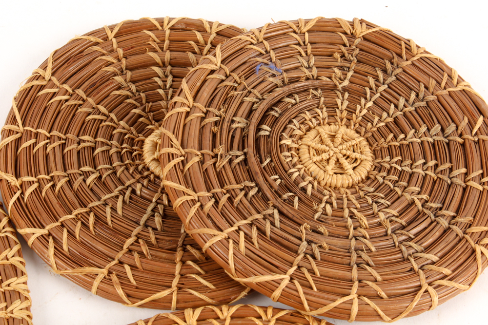 Antique Handwoven Basket and Other Woven Decor