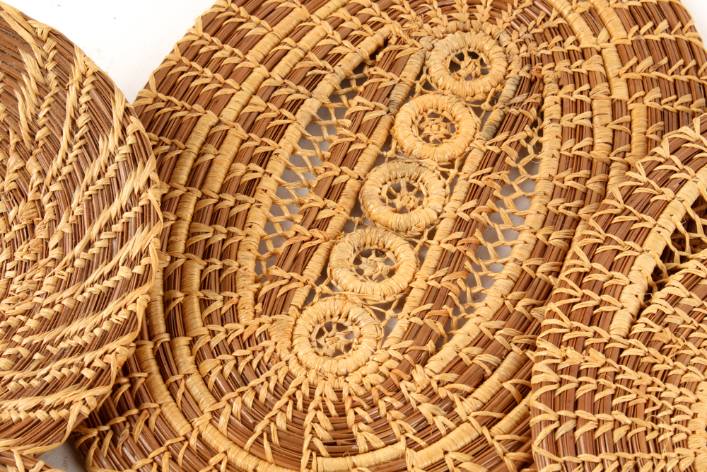 Antique Handwoven Basket and Other Woven Decor