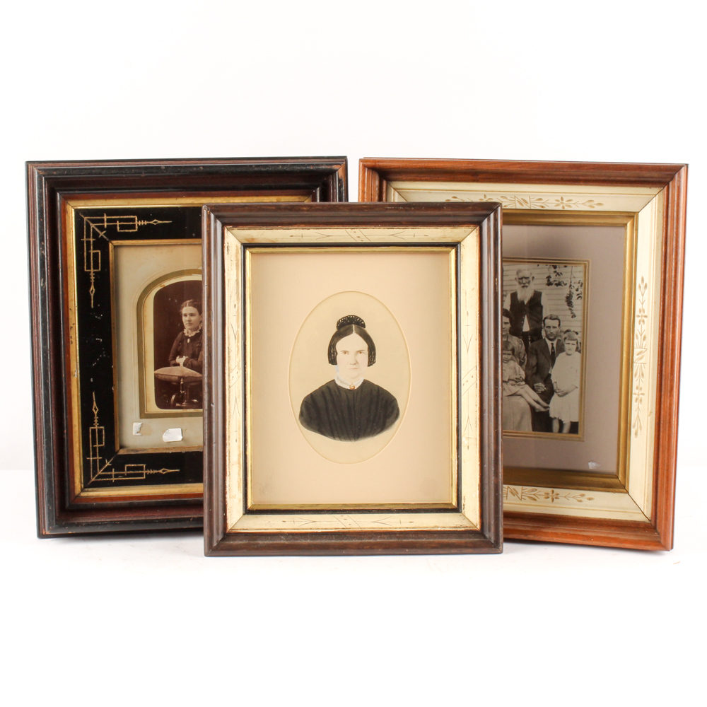 Antique Portraits in Hand-Detailed Frames