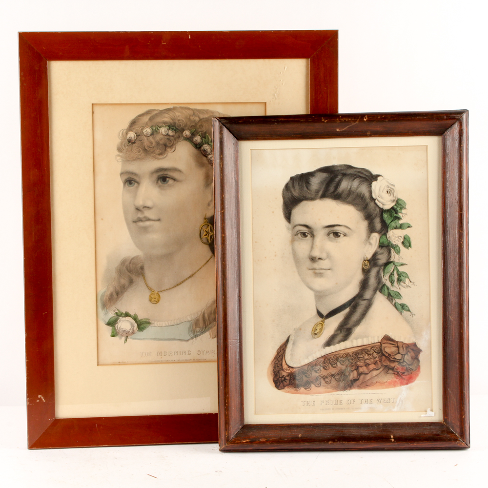 Currier & Ives Chromolithographs "The Morning Star" and "The Pride of the West"