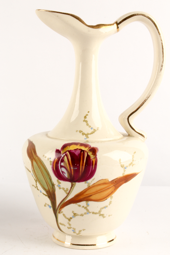 Vintage Porcelain Dresser Decor with Ostrich Feather Fan and Framed Photograph