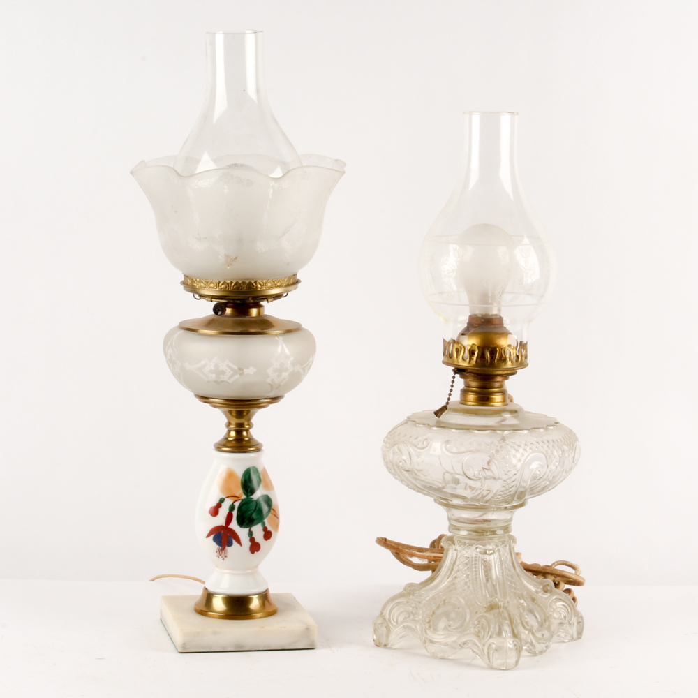 Electrified Antique Parlor Lamps