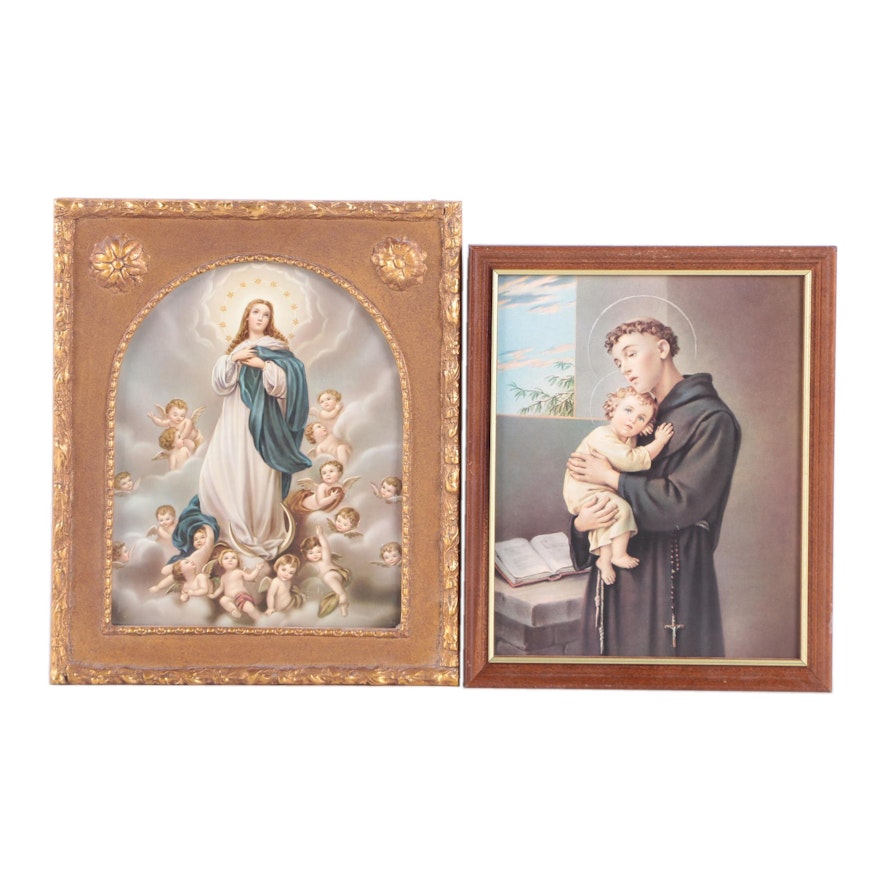 Vintage Framed Religious Chromo Lithograph Prints