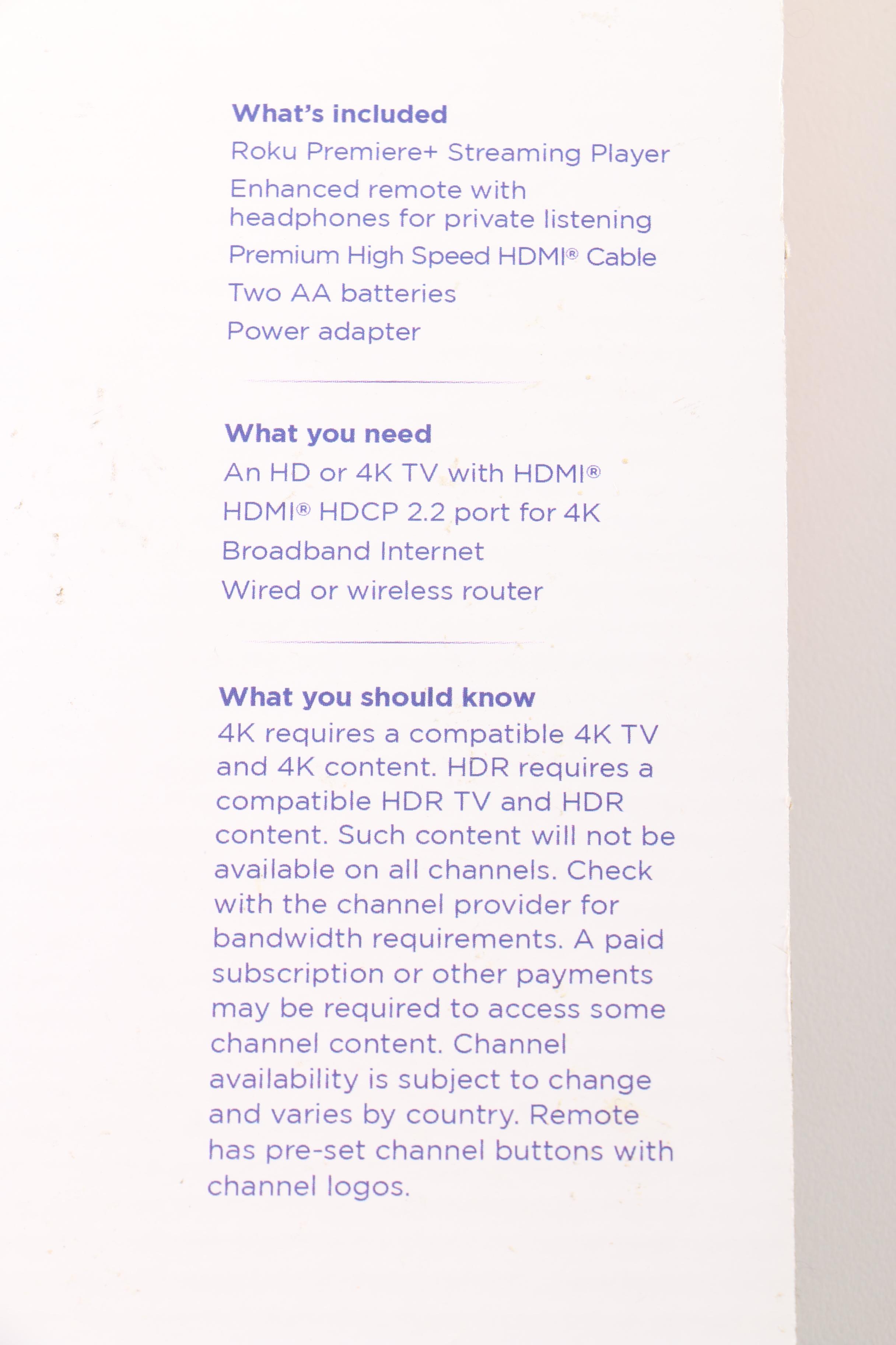 Roku Premiere+ 4K HDR Streaming Media Player