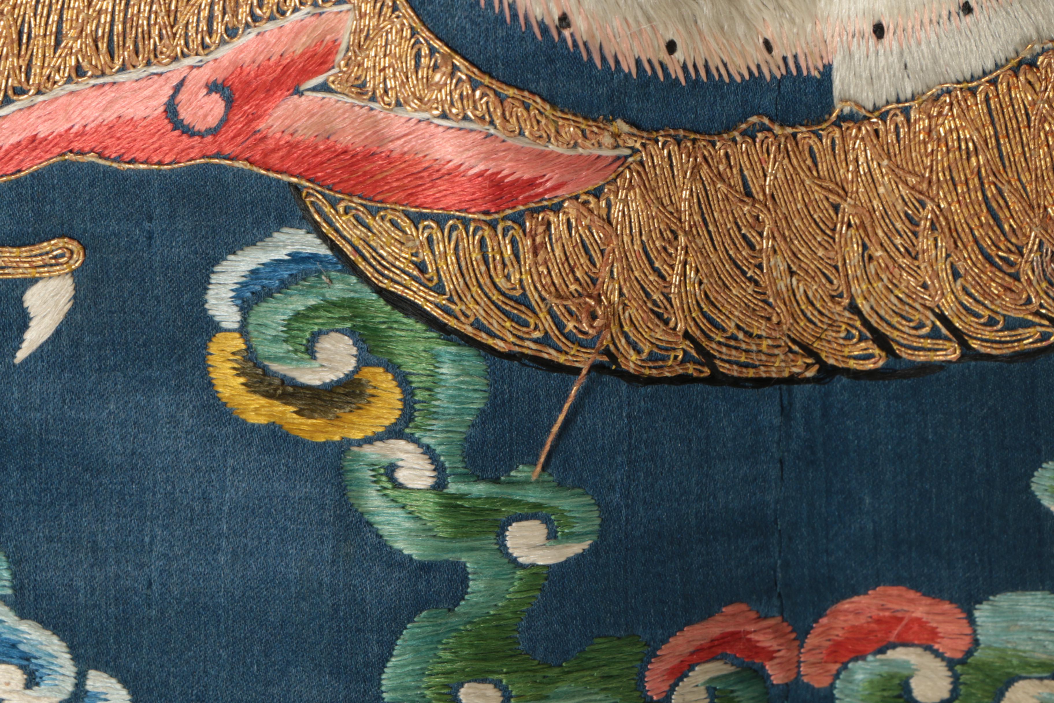 Women's Late Qing Dynasty Chinese Hand-Embroidered Silk Dragon Robe