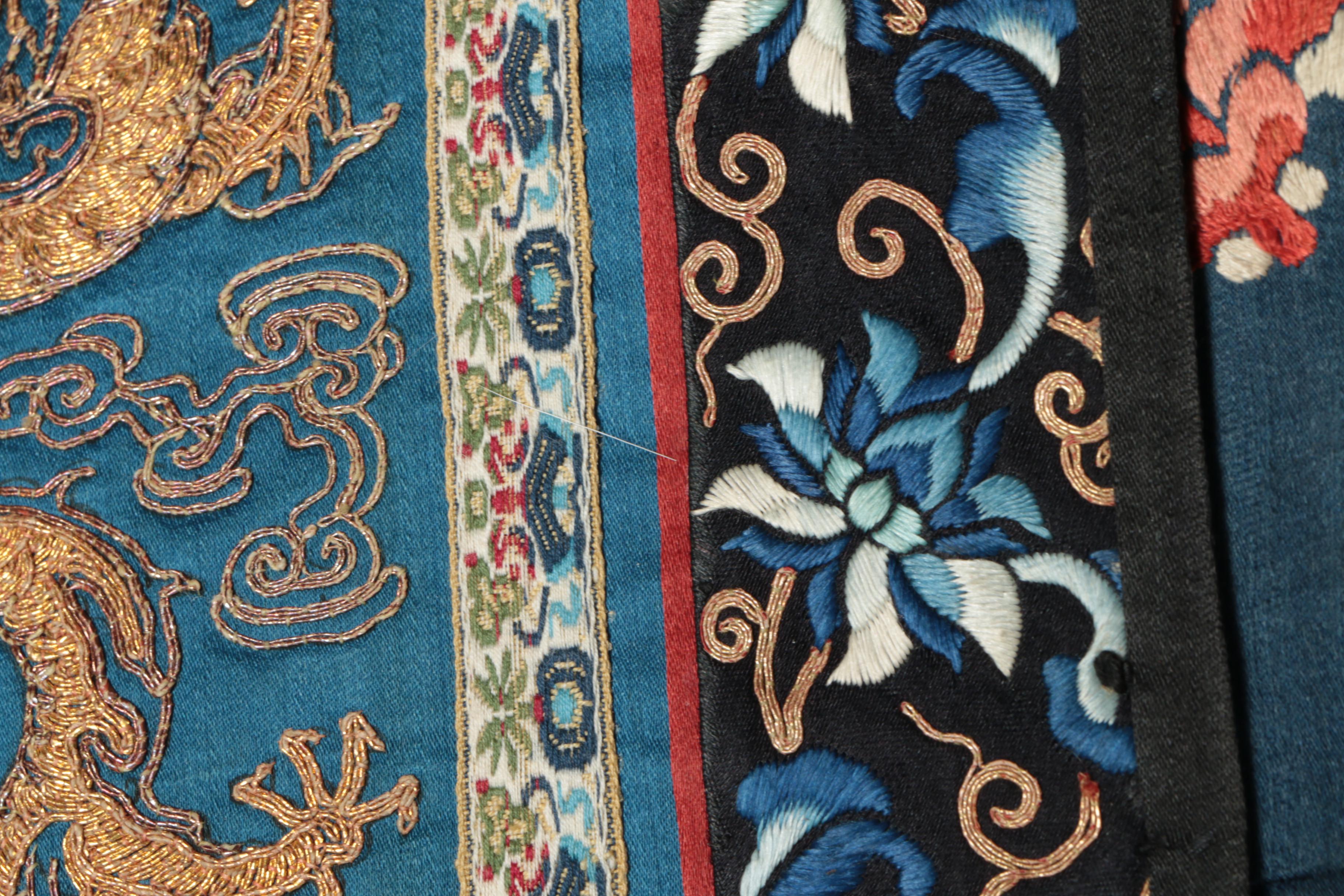 Women's Late Qing Dynasty Chinese Hand-Embroidered Silk Dragon Robe