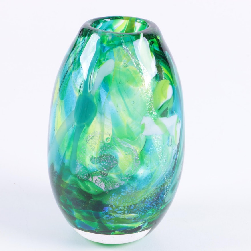 Mouth Blown Dichroic Art Glass Vase