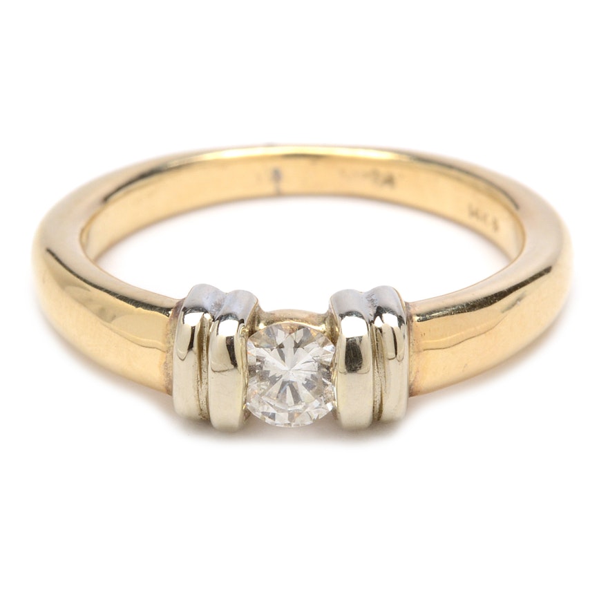 14K Yellow Gold Diamond Solitaire Ring