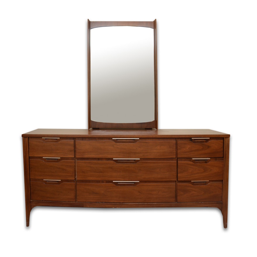 "Impact" Walnut Chest of Drawers by Kent-Coffey with Mirror