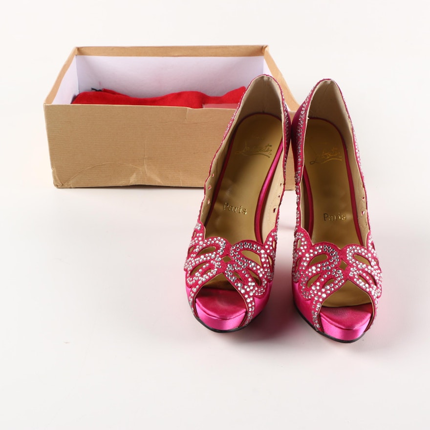 Christian Louboutin Pink Satin Platforms