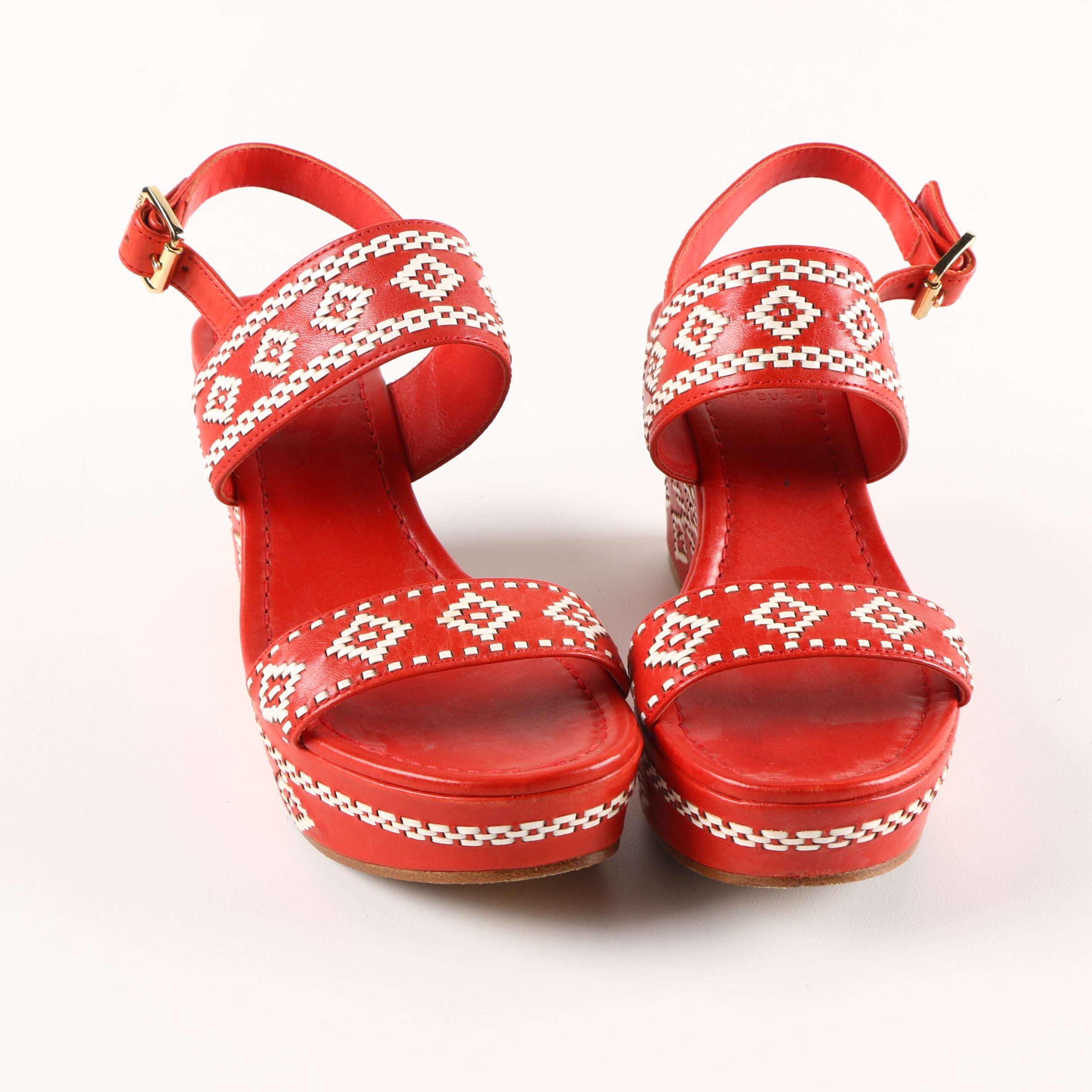 Tory Burch Red Leather Reena Sandals