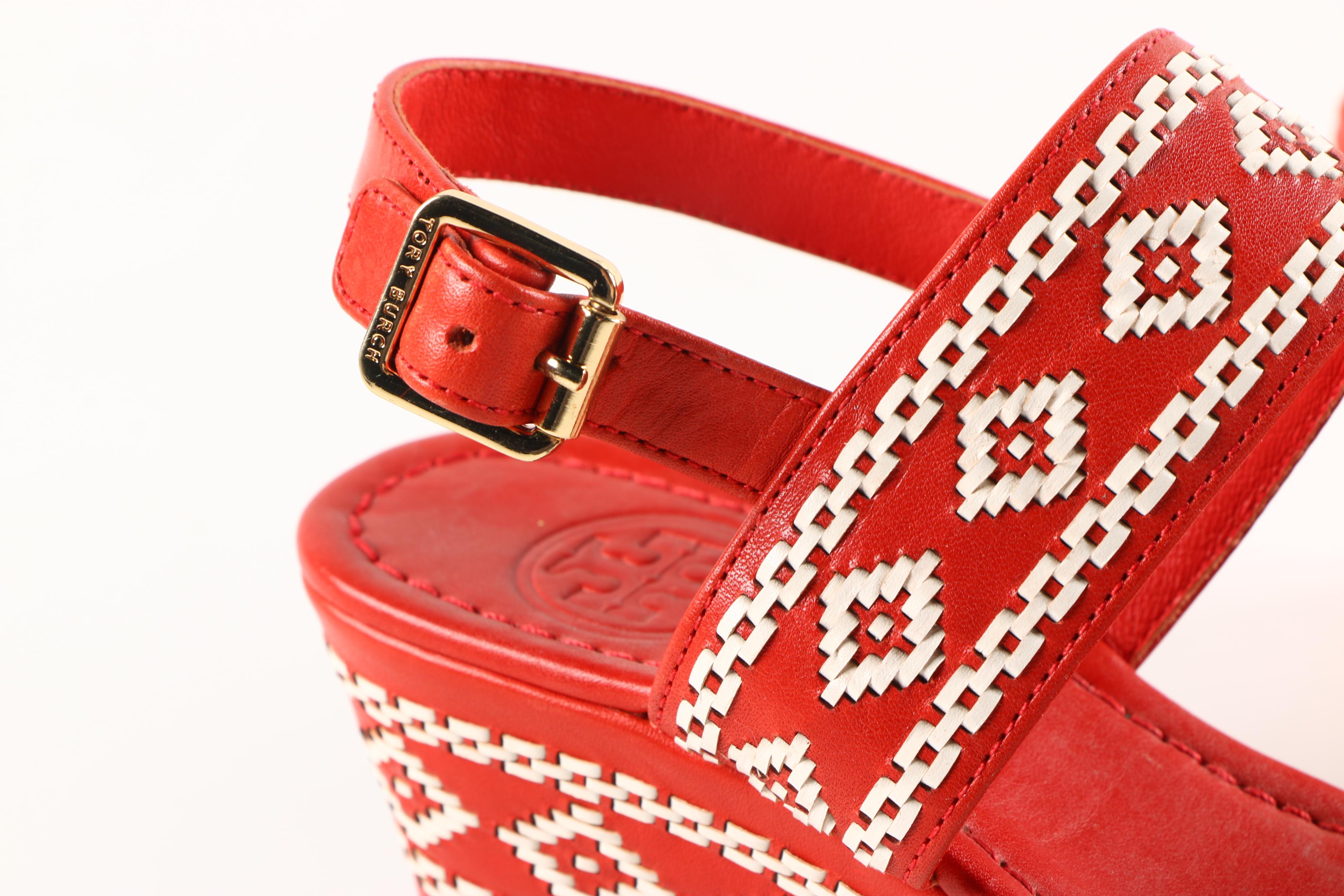 Tory Burch Red Leather Reena Sandals