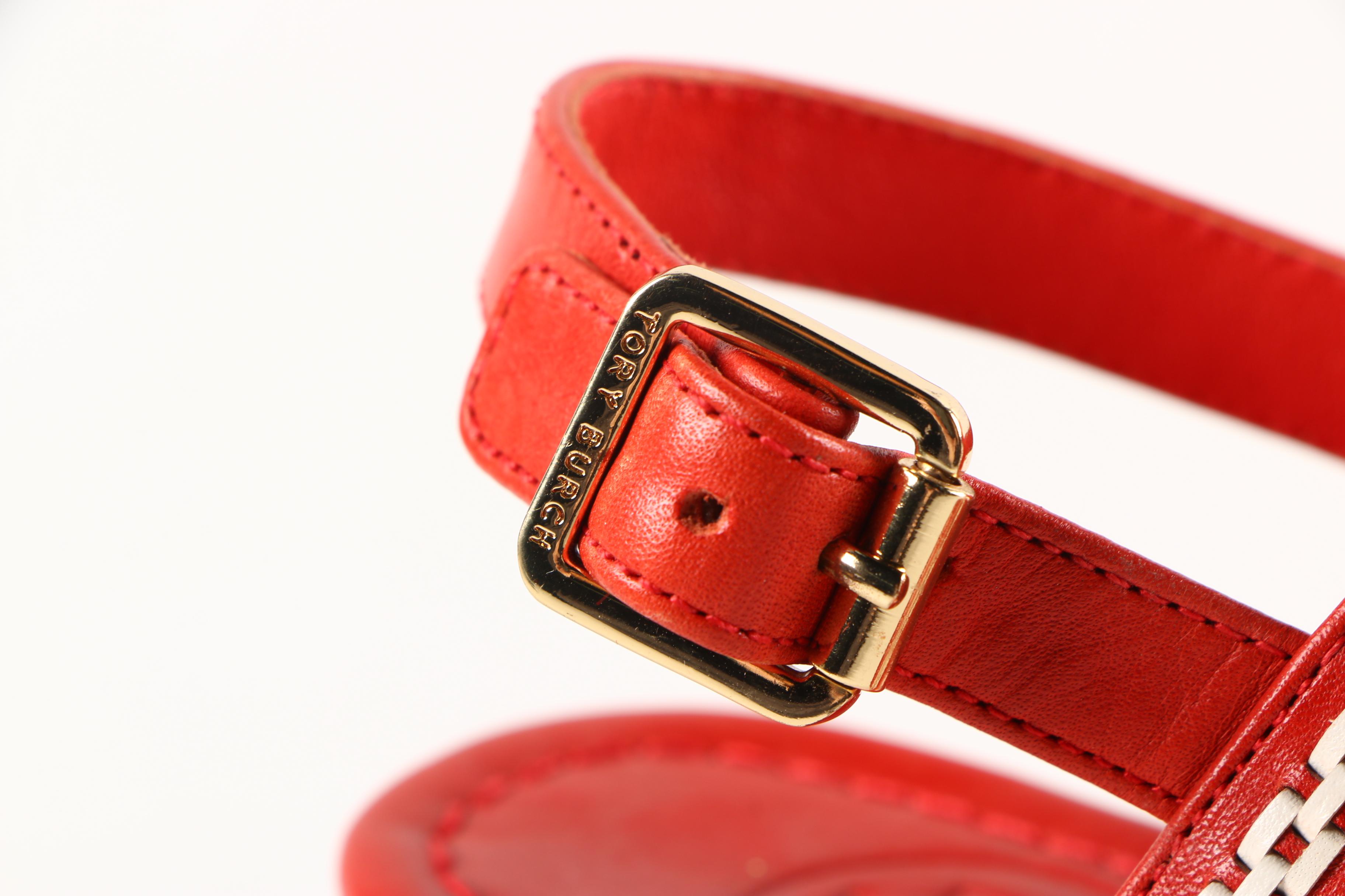 Tory Burch Red Leather Reena Sandals