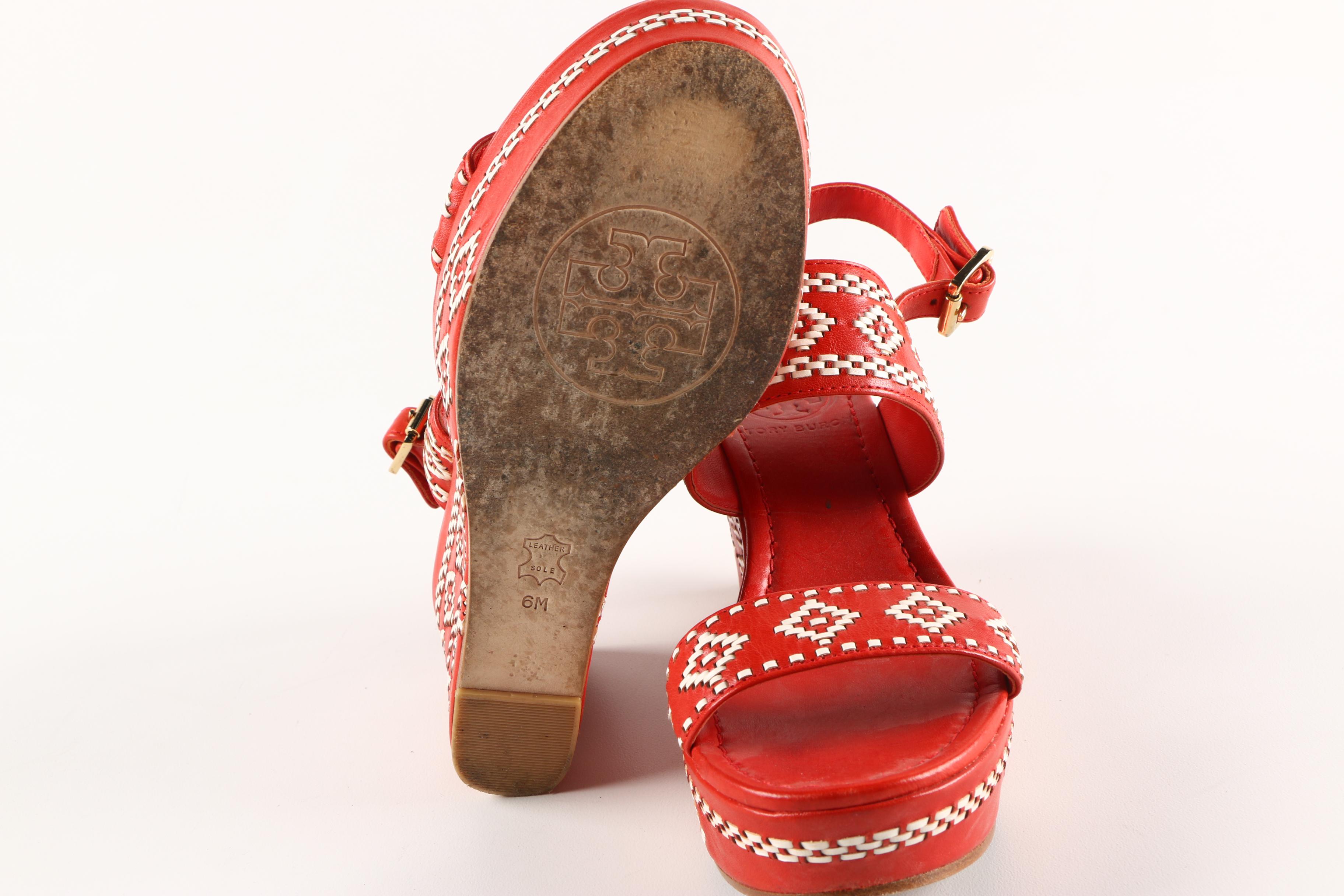 Tory Burch Red Leather Reena Sandals
