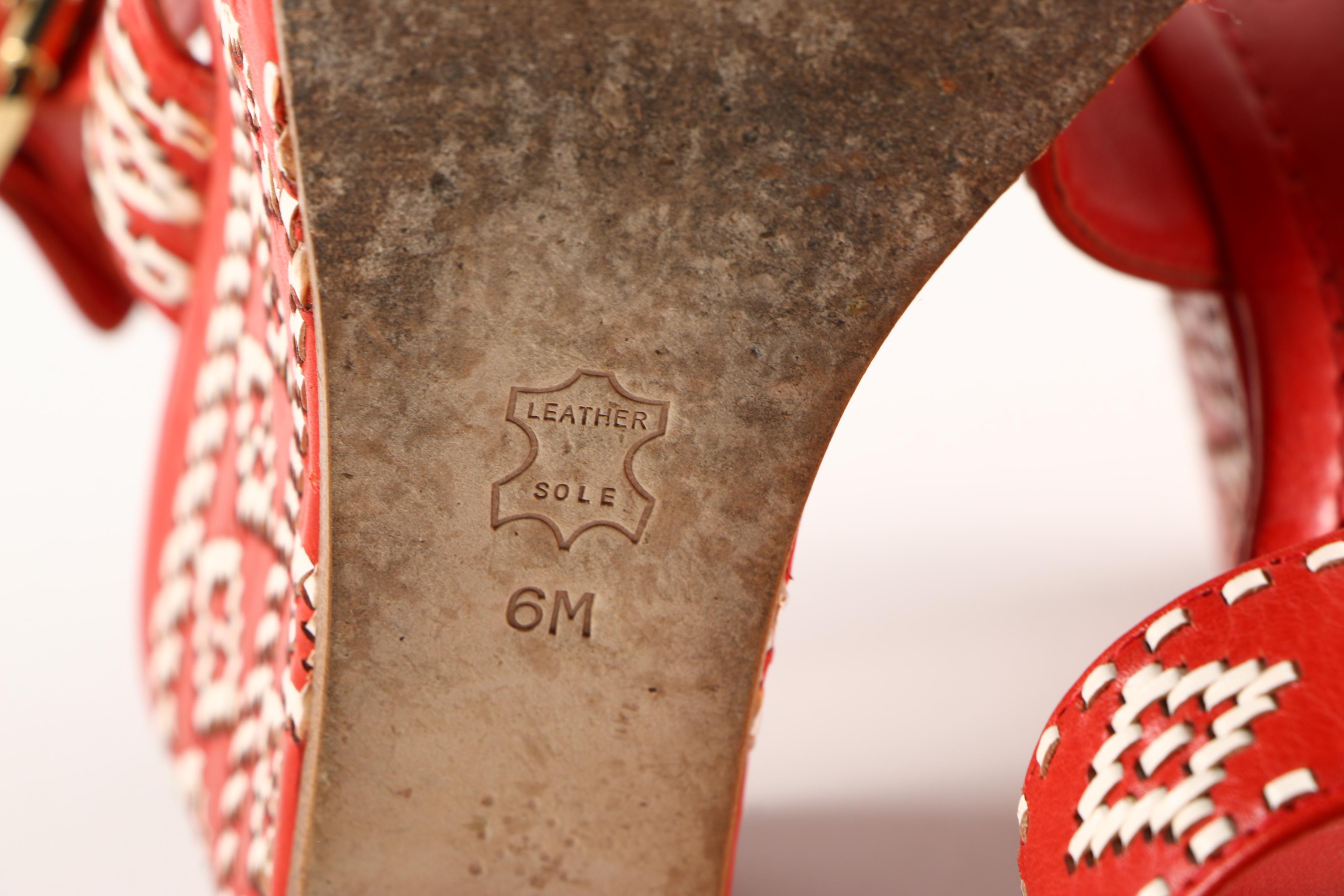 Tory Burch Red Leather Reena Sandals