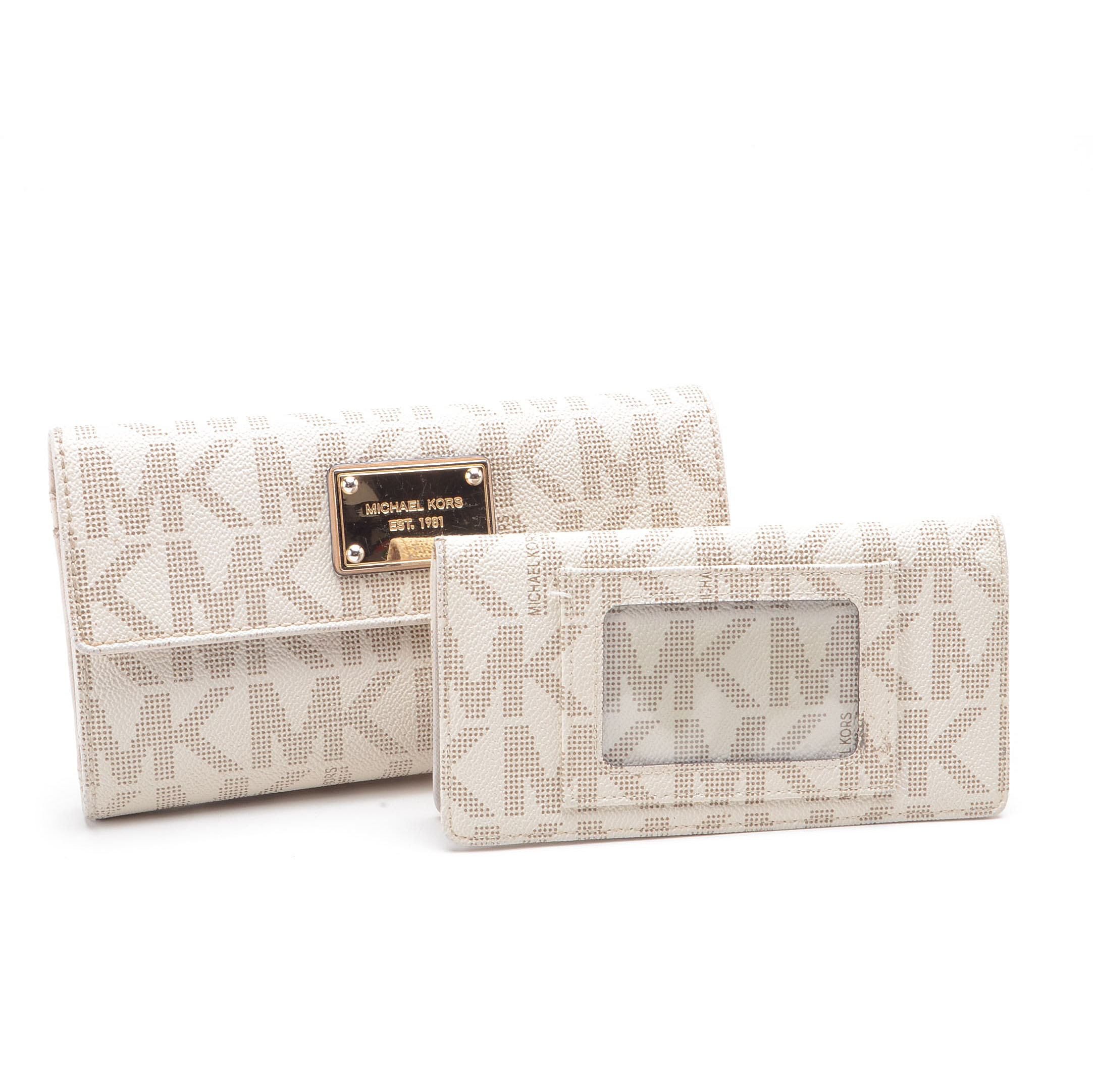 MICHAEL Michael Kors Beige MK Coated Canvas Wallet