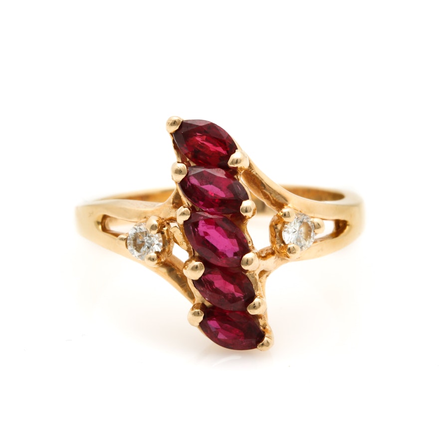 Clyde Duneier 14K Yellow Gold Ruby and Diamond Ring