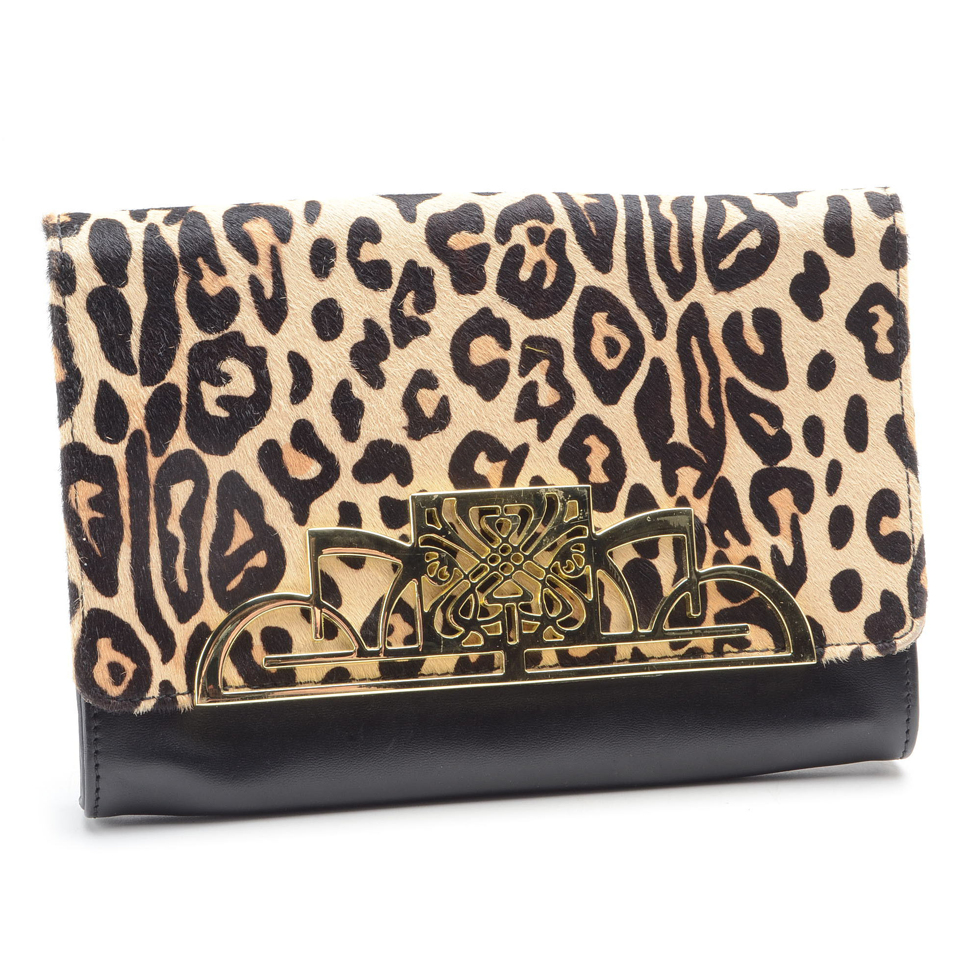 Biba Leather and Calfskin Clutch