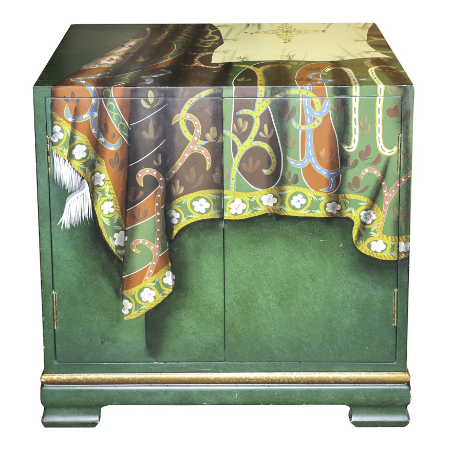 Hand Painted Cabinet with Scarf Motif