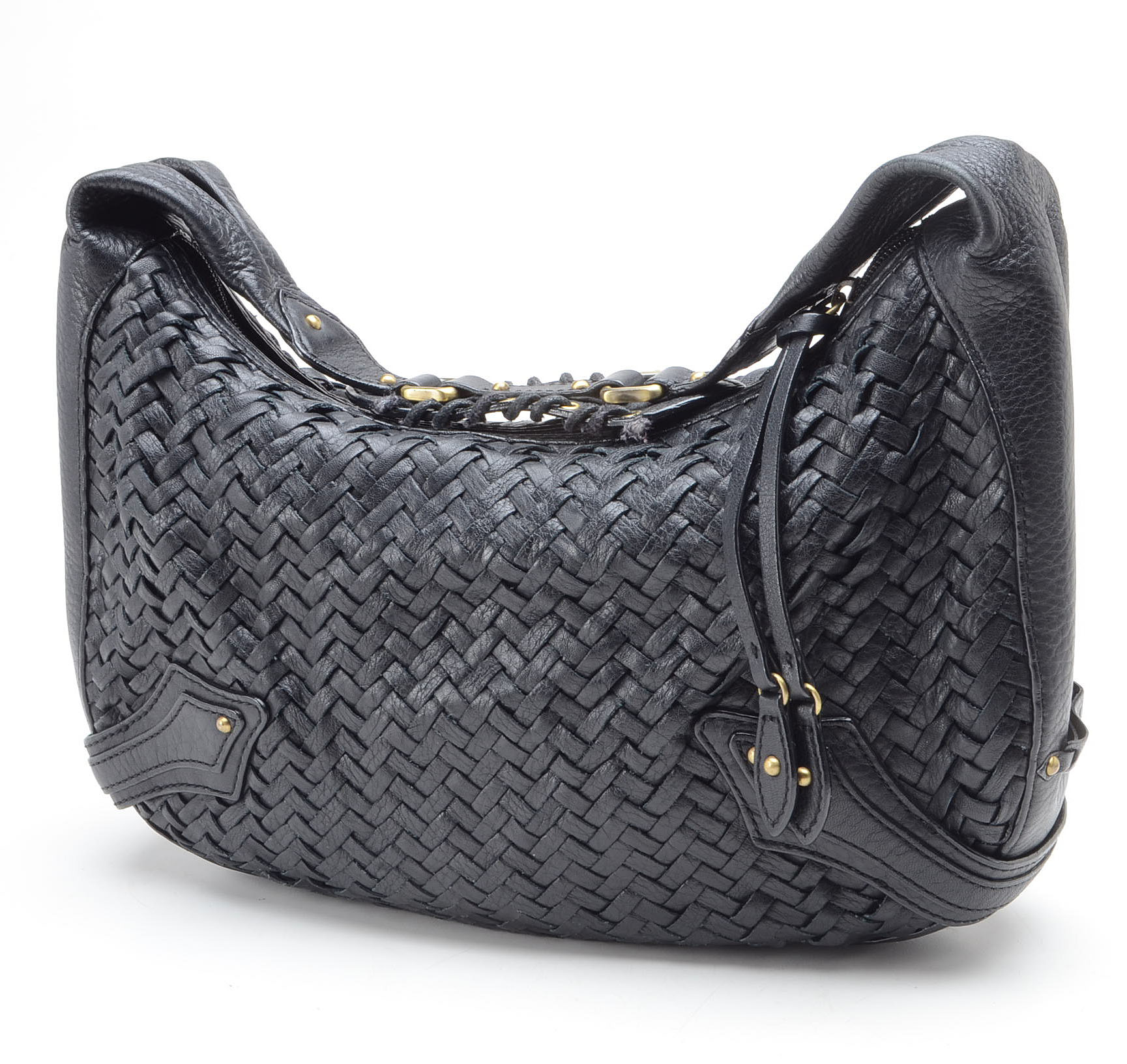 Cole Haan Woven Leather Hobo Handbag