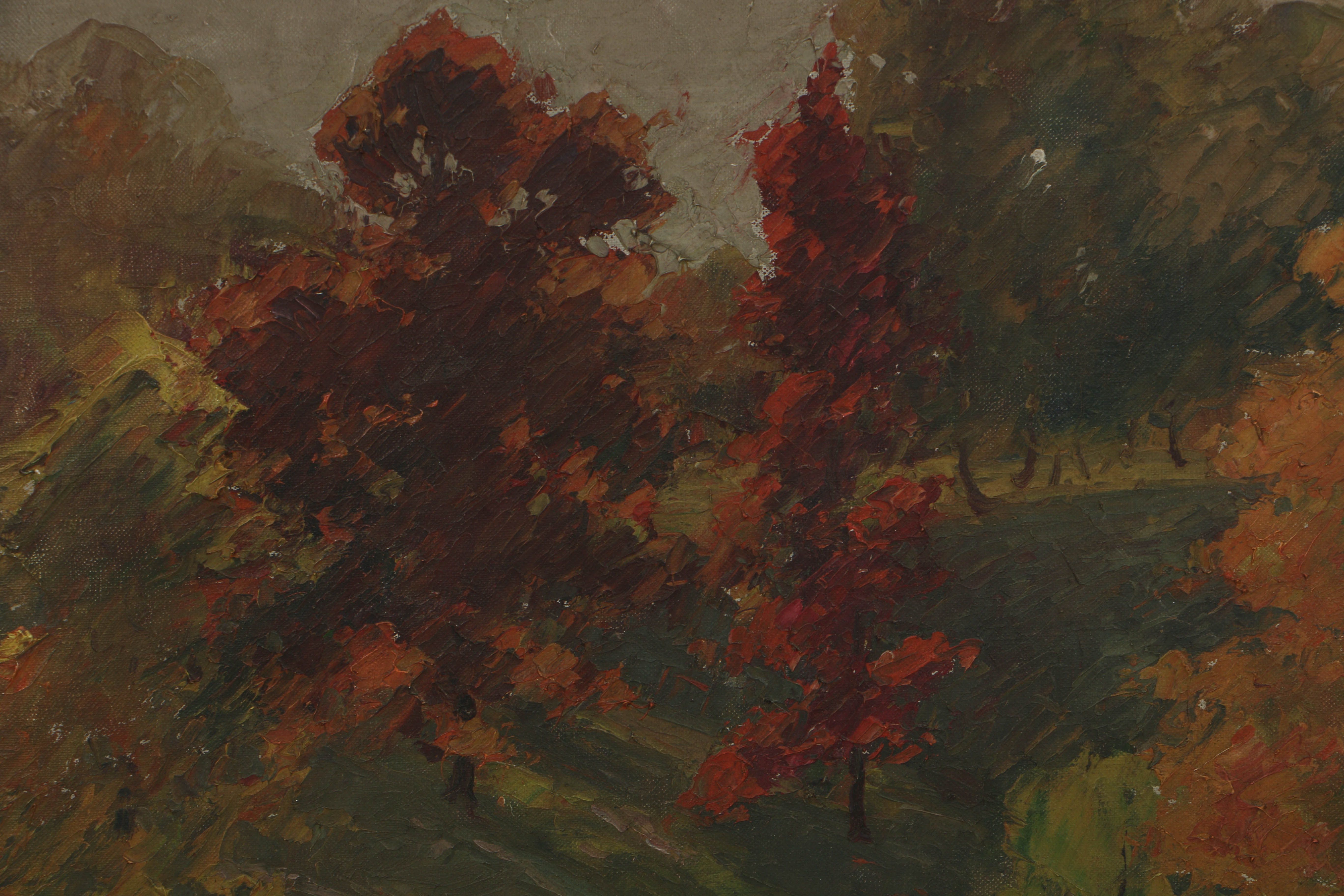 George Herbert Baker Oil Painting on Canvas Autumnal Landscape