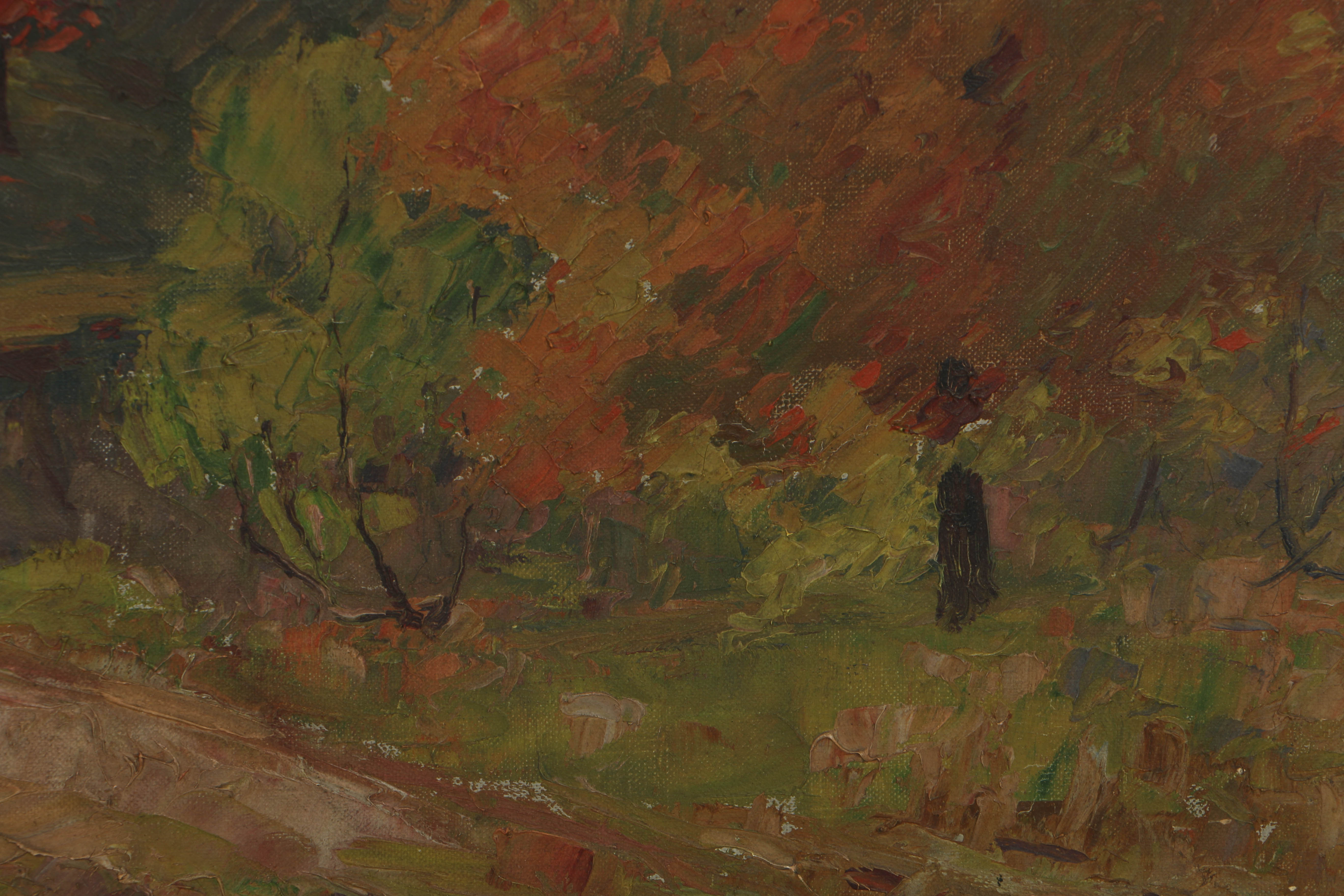 George Herbert Baker Oil Painting on Canvas Autumnal Landscape