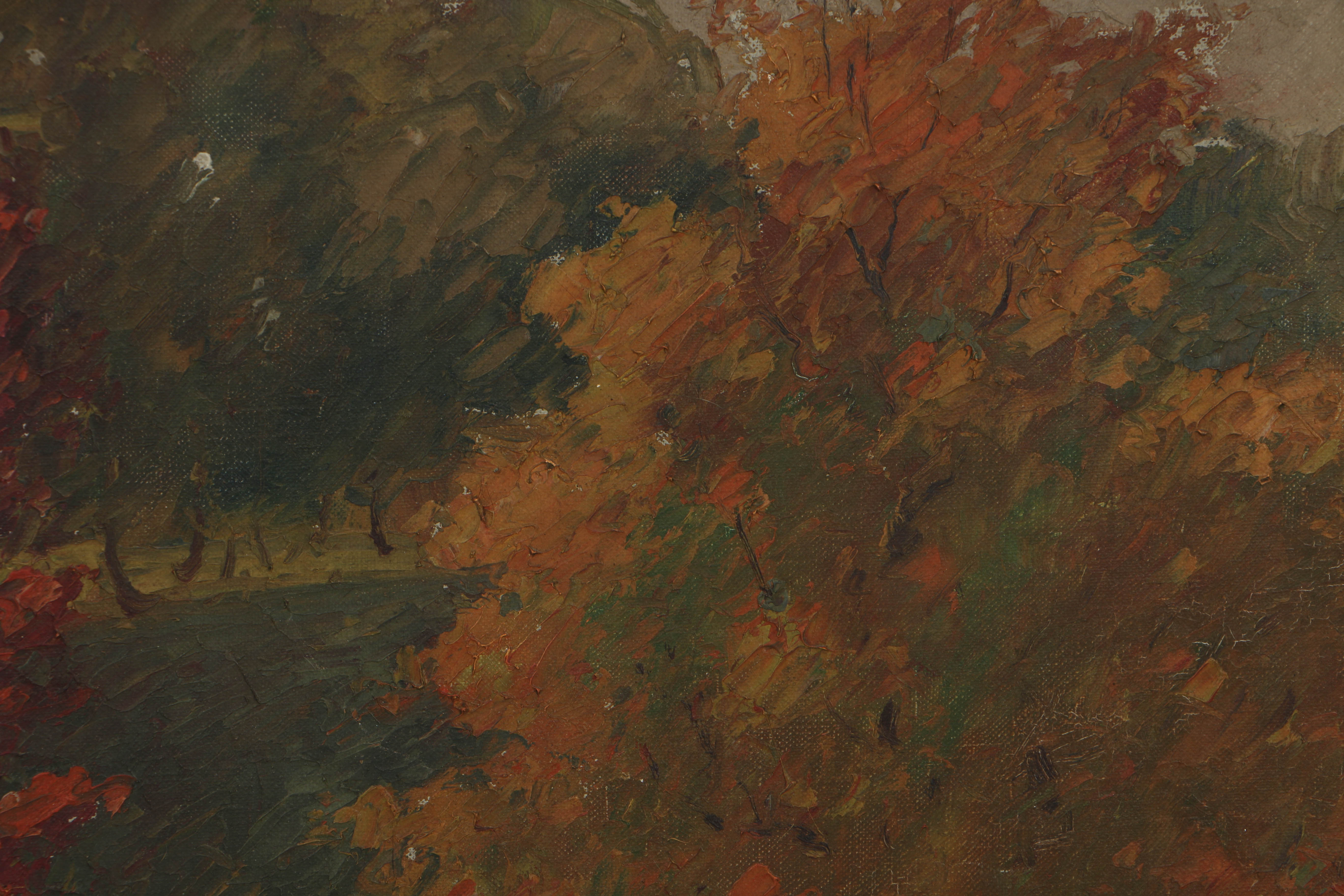 George Herbert Baker Oil Painting on Canvas Autumnal Landscape