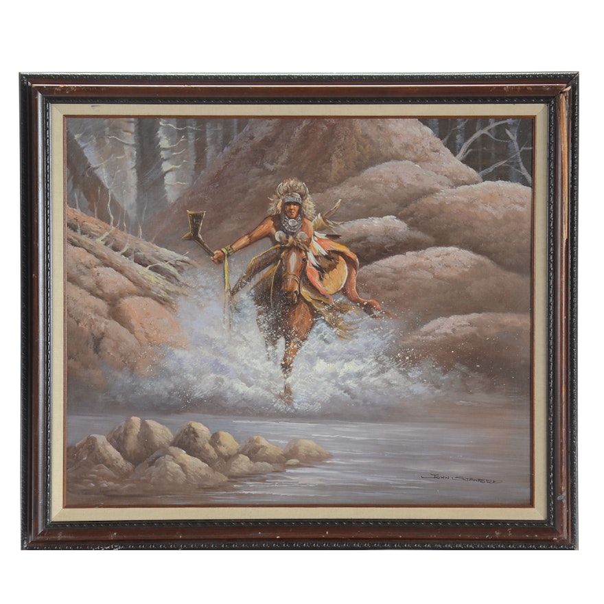 John Stanford Original Oil Painting of a Native American