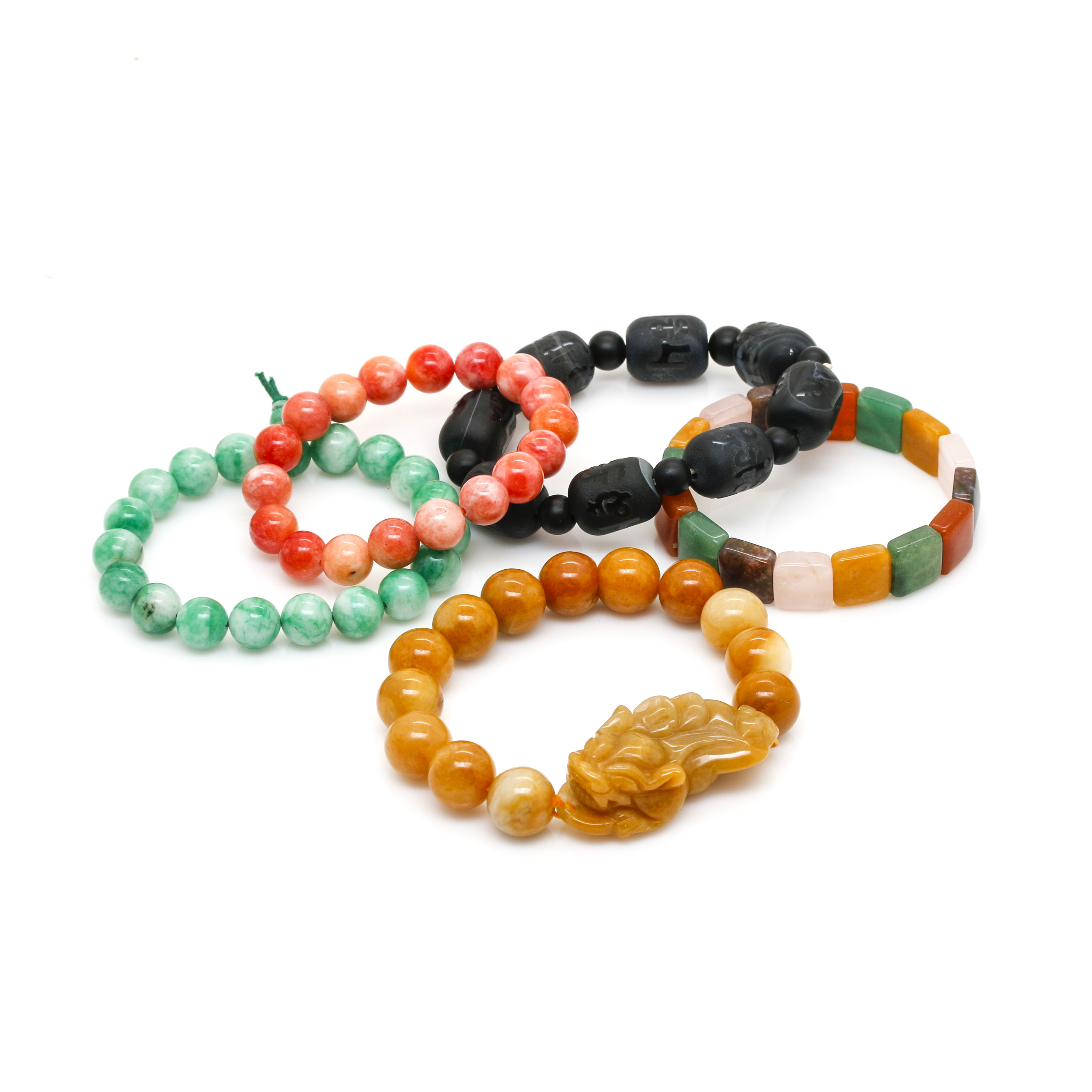 Assortment of Beaded Bracelets Including Gemstones