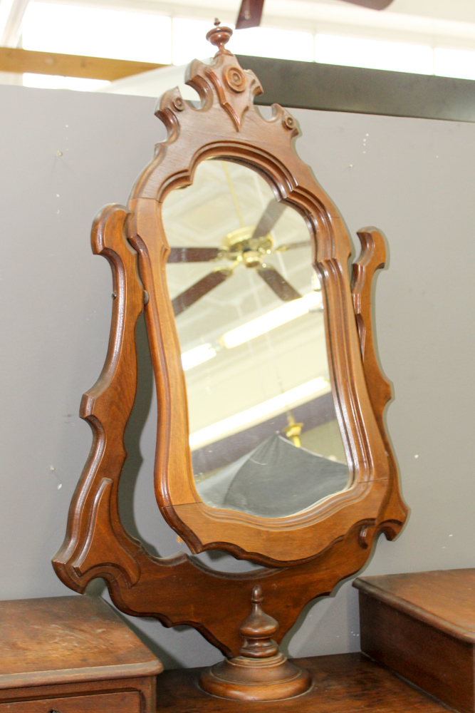 Victorian Walnut Dresser with Wishbone Mirror